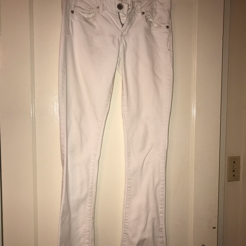 White flare jeans
